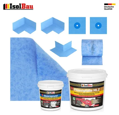 Dichtset Flüssigfolie HLZ 5,5kg Quarzgrund Dichtband Dichtbahn Balkon Dusche Bad