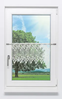 Zdjęcie produktu dla Firanka z koronki Plauen, wzór "Arabeska", biała/ecru, wymiary: 99,60 cm x 30 cm