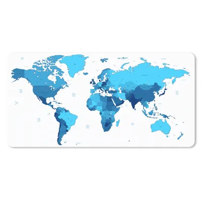 Produktbild von MuchoWow® Schreibtischunterlage Weltkarte - Bunt - Blau 80x40 cm - XXL Mauspad - Gaming Mauspad