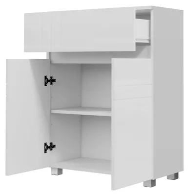 Produktbild von Freistehender Badezimmerschrank mit 2 Tš¹ren, 1 Schublade, verstellbarem Einlegeboden, wei? lackiert