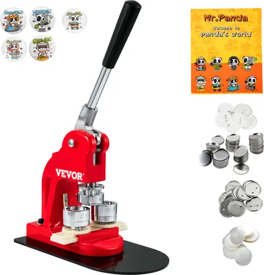 Produktbild von VEVOR Button Maker Maschine, 25 mm (1 Zoll) Badge Punch Press Kit, Kinder DIY Geschenke Pin Maker, Button Herstellung Zubehör mit 500 Stk. Button Teile & Kreisschneider & Zauberbuch