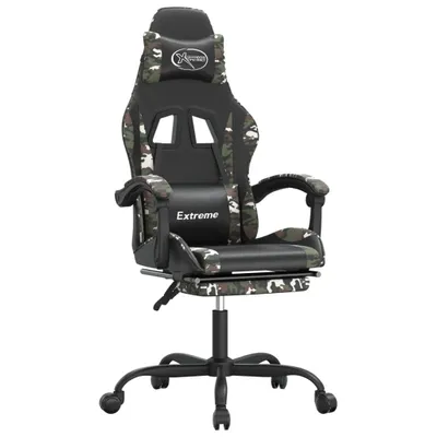 Produktbild von Gamingstuhl mit Fußstütze Drehbar Schwarz Tarnfarben Kunstleder