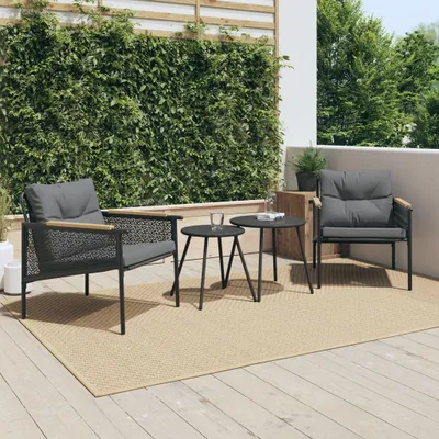 Obrázok produktu pre Maison Exclusive – 4-dielna sada balkónového nábytku s vankúšmi, čierna oceľ