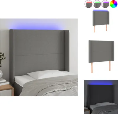 Produktbild von vidaXL LED Kopfteil Dunkelgrau 103x16x118/128 cm Stoff -  Kopf- & Fußenden
