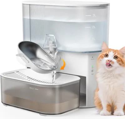 Productafbeelding van Kattenfontein - draadloze drinkfontein voor katten - 3,5 l - zonder filter - roestvrij staal - wit