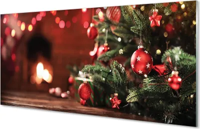 Produktbild von Glasbilder 140x70 Wandkunst Weihnachtsbaumflitter Lichter Geschenke