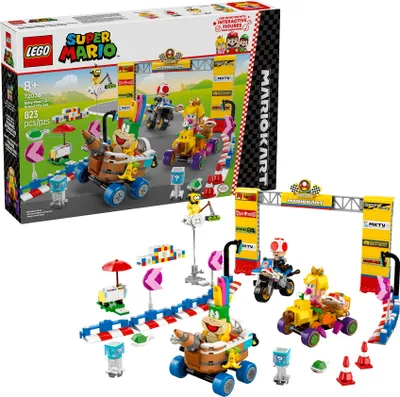 Productafbeelding van LEGO Super Mario: Mario Kart – Baby Peach & Grand Prix-set, Nintendo-figuren – Toad, Lakitu, Baby Peach en Lemmy, cadeau voor jongens, meisjes en gamers vanaf 8 jaar, avontuur speelgoed 72036