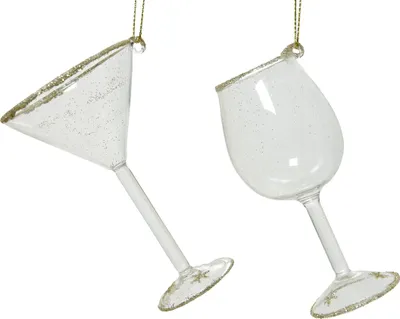 Productafbeelding van Drinkglas glas hang helder/goud a2 hangdeco Decoris