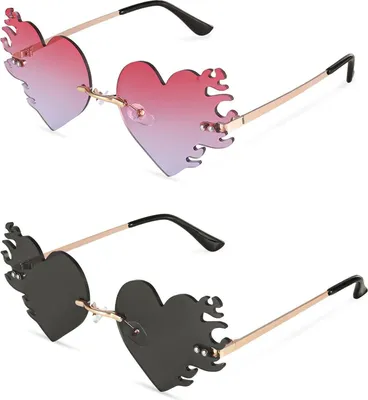 Produktbild von Herz Sonnenbrille Damen Flamme Feuer Herzform UV400 Retro Rose Gold