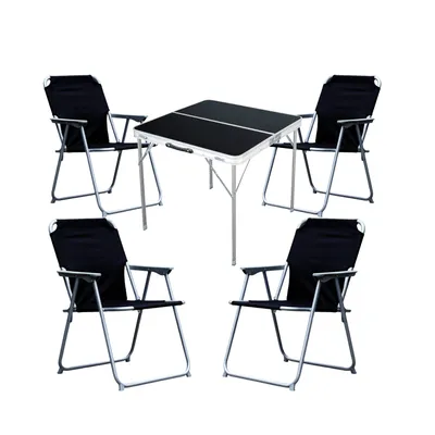 Produktbild von 5-teiliges Campingmöbel Set Alu L80xB80xH70cm schwarz