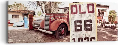 Produktbild von Bild auf Leinwand - Leinwandbild - Straße alt 66 USA - 90x30cm - Wand Bild - Wanddeko - Wandbilder - Leinwanddruck - Bilder - Kunstdruck - Wanddekoration - Leinwand bilder - Wandkunst - AB90x30-3562