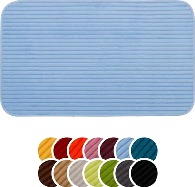 Produktbild von liebling Badteppich mit Anti-Rutsch-Beschichtung aus PVC Noppen, Cord-Optik, 100% Polyester, 70 x 120 cm, Fußbodenheizung geeignet, hellblau