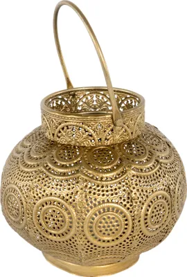 Produktbild von Windlicht Laterne Metall 15x15x15cm Orientalisch Gold zum Aufhängen Dekoration