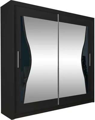 Obrázek produktu pro BETTSO Šatní skříň s posuvnými dveřmi Šatní skříň se zrcadlem 150 x 216 cm TUMI Black