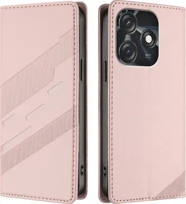Produktbild von Hülle für Tecno Spark 10C / Spark 10 4G, Kunstleder Brieftaschen Handyhülle mit Kartenfach und Standfunktion Pink