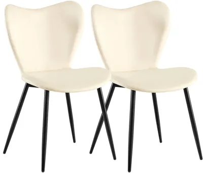 Produktbild von CLP 2er Set Esszimmerstühle Maika gepolstert mit Rückenlehnen belastbar bis 150 kg creme Material Samt