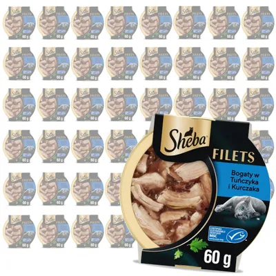 Produktbild von Sheba Filets 48x60g Nassfutter für Katzen Mit Huhn und Thunfisch in Sauce