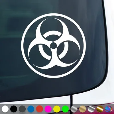 Produktbild von PantherPixel Biohazard Aufkleber Warnung Vorsicht Hinweis Sticker Auto Geschenkidee Farbe Weiss