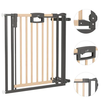 Produktbild von GEUTHER Treppenschutzgitter Easylock Wood Plus | 92 - 100,5 cm | Ohne Bohren | Beidseitig öffnend | Holz & Metall