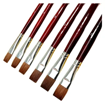 Produktbild von 6-teiliges Set Ölgemälde Pinsel aus Wieselhaar für Acryl- und Zeichnungskunst