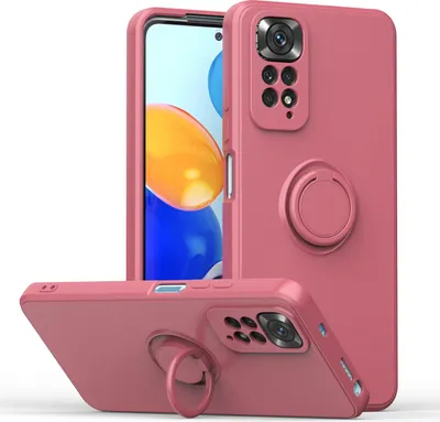 Produktbild von Redmi Note 11 Pro Handyhülle, Ring Halter Ständer Kratzfeste Weiche Silikon schutzhülle für Xiaomi Redmi Note 11 Pro 5G/4G bordeaux