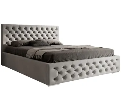 Produktbild von KLICKMOEBEL Polsterbett 160x200 in Hellgrau HEKORA 2 Elegantes Chesterfield-Stil mit Bettkasten & Holzlattenrost