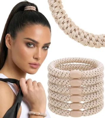 Produktbild von Haargummis beige 6 Stück, Set mit 6, für den Alltag