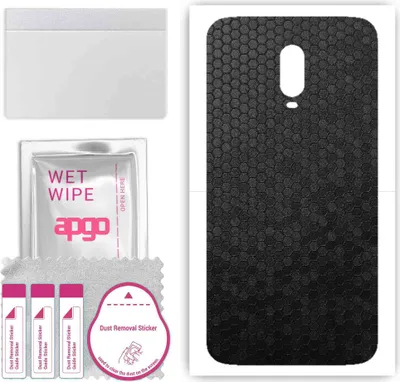 Produktbild von apgo Rückseite Schutzfolie, Skin, kompatibel mit OnePlus 6T, Hinten Displayschutzfolie aus Vinylfolie, kratzfest, einfache Montage - Schwarze Honigwabe