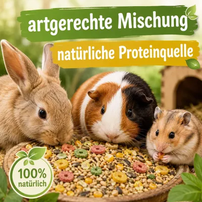 Produktbild von 25 kg Nagerfutter Zwergkaninchen Meerschweinchen Hamster Universal Kleintierfutter