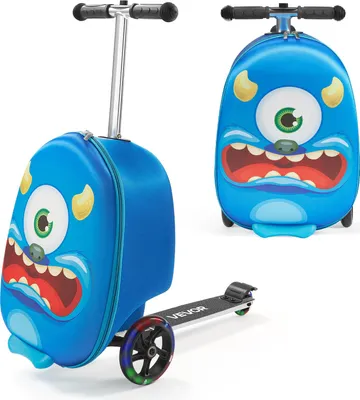 Immagine prodotto di VEVOR Valigia monopattino, capacità 20 L, valigia da viaggio con ruote inPoliuretanoflash, maniglia antiscivolo in TPR, capacità massima di peso 50 kg, valigia per bambini, per bambini a partire da 5 anni, blu
