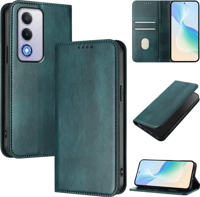 Obrázek produktu pro Pouzdro pro Oppo A80/Oppo K12X/Oppo A3 Pro, vintage kožené pouzdro s RFID ochranou, přihrádkami na karty, stojánkem Zelený