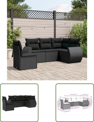 Produktbild von The Living Store 5-tlg. Garten-Sofagarnitur mit Kissen Schwarz Poly Rattan