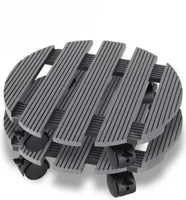 Produktbild von TolleTour 2x WPC Pflanzenroller 30x7.5 cm Blumenroller bis 80 Kg Rolluntersetzer Rollbrett Rund Grau