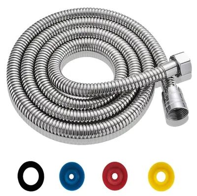 Produktbild von Duschschlauch 2M Edelstahl Silber Verdrehschutz Universal 1/2" Anschluss mit Wassersparer