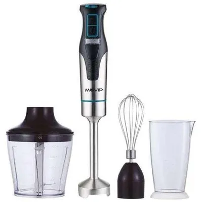 Productafbeelding van Muvip roestvrijstalen staafmixer 1200W + accessoires - 2 snelheden - Snelheidsregeling - Behuizing van roestvrij staal