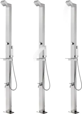 Produktbild von vidaXL Gartendusche mit Grauer Bodenplatte 225 cm Edelstahl