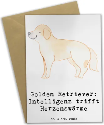 Produktbild von Mr. & Mrs. Panda Glückwunschkarte Golden Retriever Liebe - Weiß - Geschenk, freundlicher Hund, glückwunschkarten, Hunderasse, Grußkarte, einladungskarten, Hunderassen