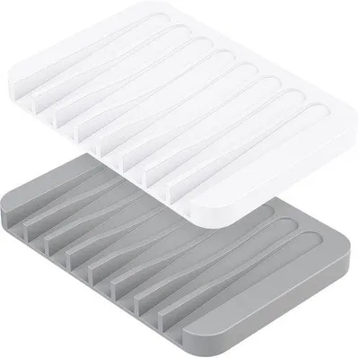 Imagen del producto de Uniqoos® - Juego de 2 jaboneras de silicona con desagüe: antideslizantes, aptas para lavavajillas, ideales para baño y cocina, y que permiten un secado rápido del jabón