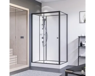 Produktbild von Breuer Komplettdusche Schiebetür mit Seitenwand rechts schwarz matt Klarglas