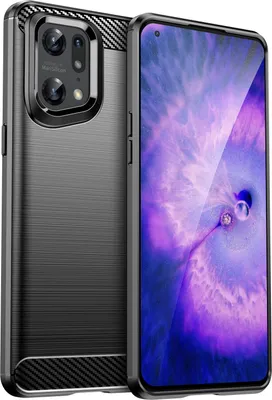 Image de Etui pour OPPO Find X5 Pro silicone TPU souple, fibre de carbone, étui de protection antichoc noir