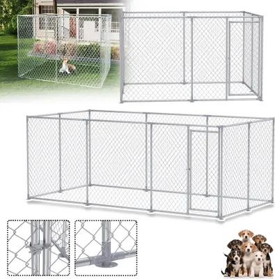 Image de LARS360 Chenil d'été, Design de ventilation sans toit, Cage rectangulaire pour chiens, maison et niche pour chiens, enclos en matériau galvanisé avec porte verrouillable (Type C - 2.5x2x1.5m)