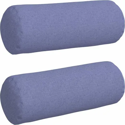 Image de vidaXL Coussin bolster 2 pièces Jeans bleu Ø 25 x 70 cm Tissu