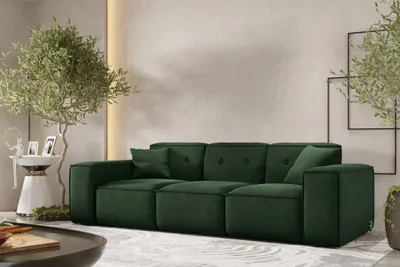 Produktbild von Sofa Designersofa CESINA 3-Sitzer in Stoff Opera Velvet Dunkelgrün