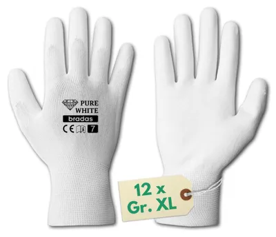 Produktbild von 12 x PolyurethanHandschuhe Arbeit Arbeitshandschuhe Herren Gr XL Mechaniker Handschuhe Werkstatt Schutzhandschuhe Industrie Montagehandschuhe Weiße Malerhandschuhe Stärke 13