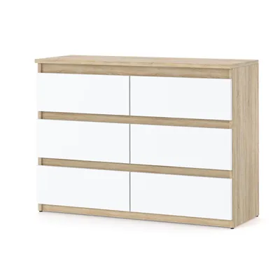 Produktbild von STIV Möbel | Kommode mit 6 Schubladen | Eiche Sonoma / Weiß Matt | 100 cm | modern & grifflos | Schlafzimmer & Wohnzimmer