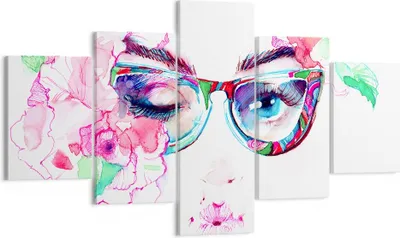 Produktbild von Bild auf Leinwand - Leinwandbild - Gläser Augapfel weiblich Farbe - 125x70cm - Wand Bild - Wanddeko - Leinwanddruck - Bilder - Kunstdruck - Wanddekoration - Leinwand bilder - Wandkunst - EA125x70-3091