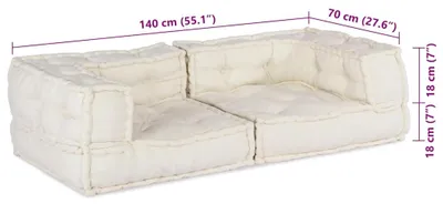 Imagen del producto de vidaXL Sofá modular de 2 plazas, color crema, 140x70x36 cm, tapizado en tela
