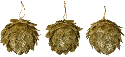 Produktbild von Clayre & Eef Deko-Anhänger Blumen Ø 8x8 cm Goldfarbig Kunststoff