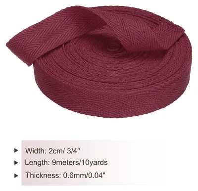 Produktbild von Baumwollband Baumwolle Gurtband 20mm x 9m, Schr?gband Baumwoll Nahtband K?perband Saumband Einfassband Stoffband Webband zum N?hen fš¹r DIY Basteln Stricken Verpackung, Burgunderrot