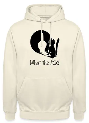 Produktbild von Spreadshirt What The Fck | Katze Mit Schatten Uni Hoodie, M, Vanille-Milchshake